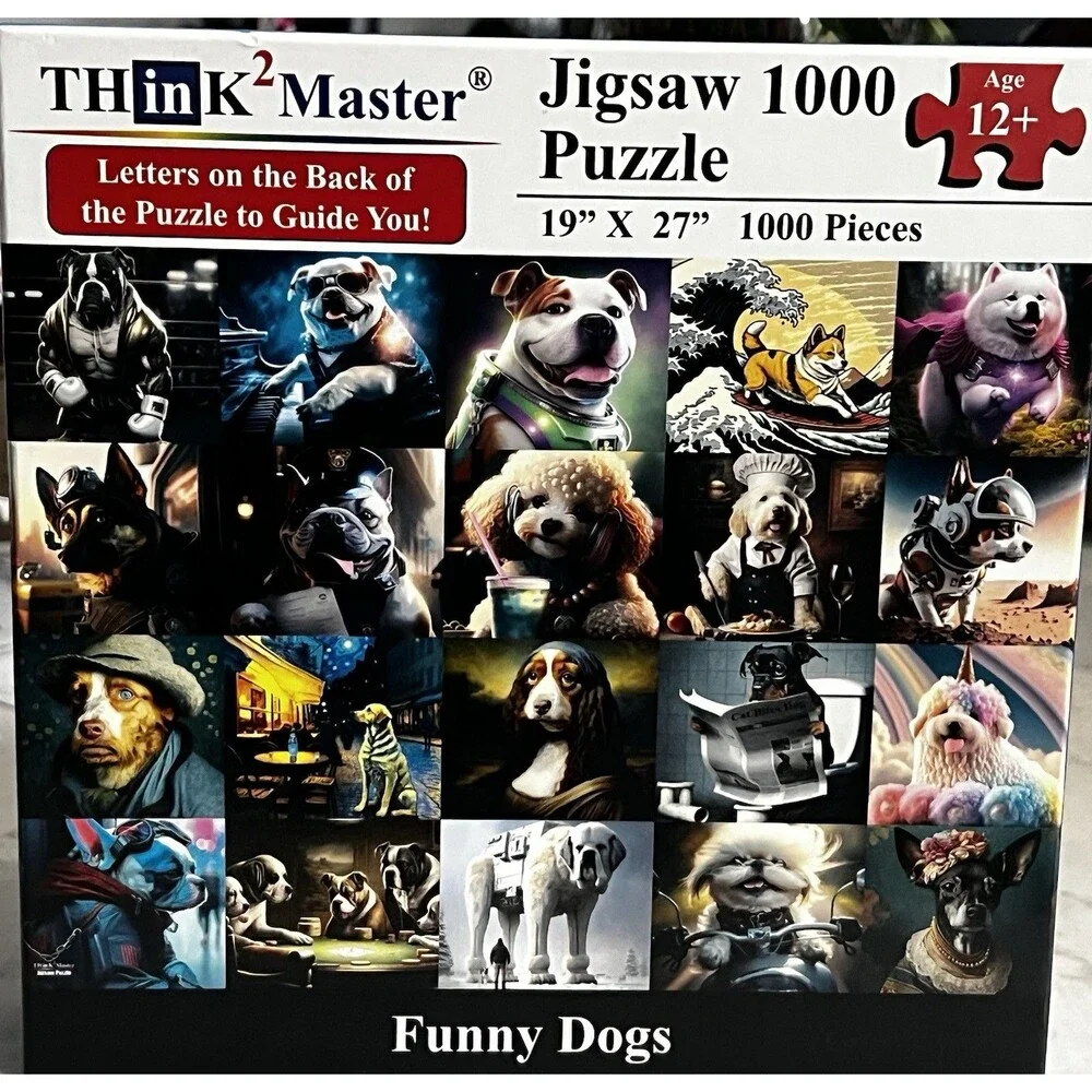 Think2Master Funny Dogs 1000 Piece Jigsaw Puzzle Complete Dog Lover Puzzle